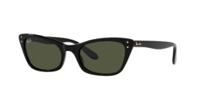 ray-ban women's rb2299 lady burbank cat eye sunglasses, black/green, 52 mm