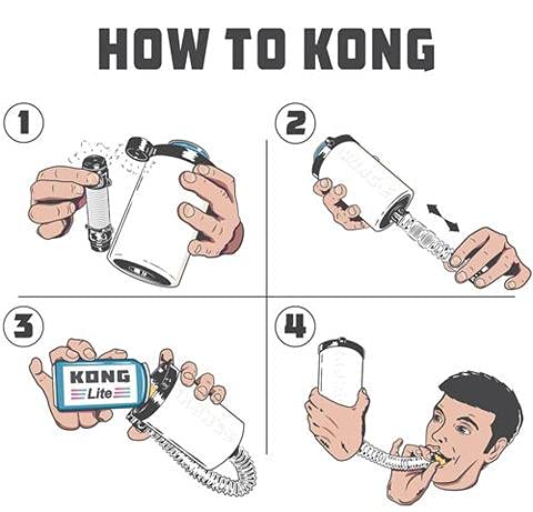 Skinny Can Kong. A Portable Can or Bottle Cooler/Cup with A Detachable, Expandable, Hose to Funnel Your Drink. (Pink)