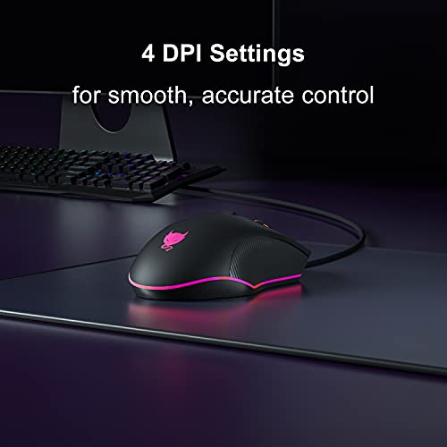 Tmd Touch Redimp Wired Gaming Mouse for PS4, Xbox One, PC Computer & Laptop , Games & Work, Side Buttons & LED Backlit Lights - Black, GM300