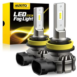 auxito h11/h8/h16 led fog light bulbs or drl, 6000 lumens 6500k cool white light, 300% brightness, csp led chips fog lamps replacement for cars, play and plug (pack of 2)