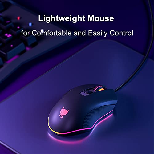 Tmd Touch Redimp Wired Gaming Mouse for PS4, Xbox One, PC Computer & Laptop , Games & Work, Side Buttons & LED Backlit Lights - Black, GM300