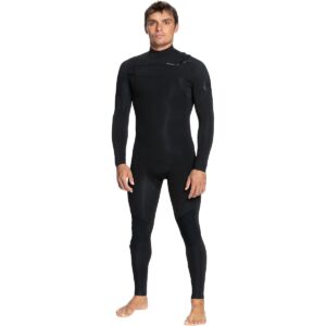 quiksilver mens 3/2 sessions chest zip wetsuit - black | medium