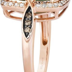 LE VIAN 4 2/3 Carat Cushion Shaped Green Aquaprase Cabochon White Topaz and Smokey Quartz Halo Statement Ring for Women in 14k Rose Gold Plated 925 Sterling Silver Promise Anniversary Ring Size 10