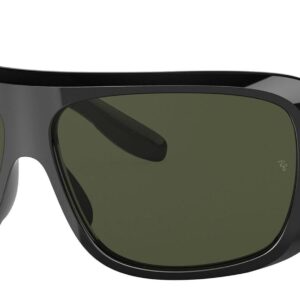 Ray-Ban RB2196 Blair Rectangular Sunglasses, Black/Green, 61 mm