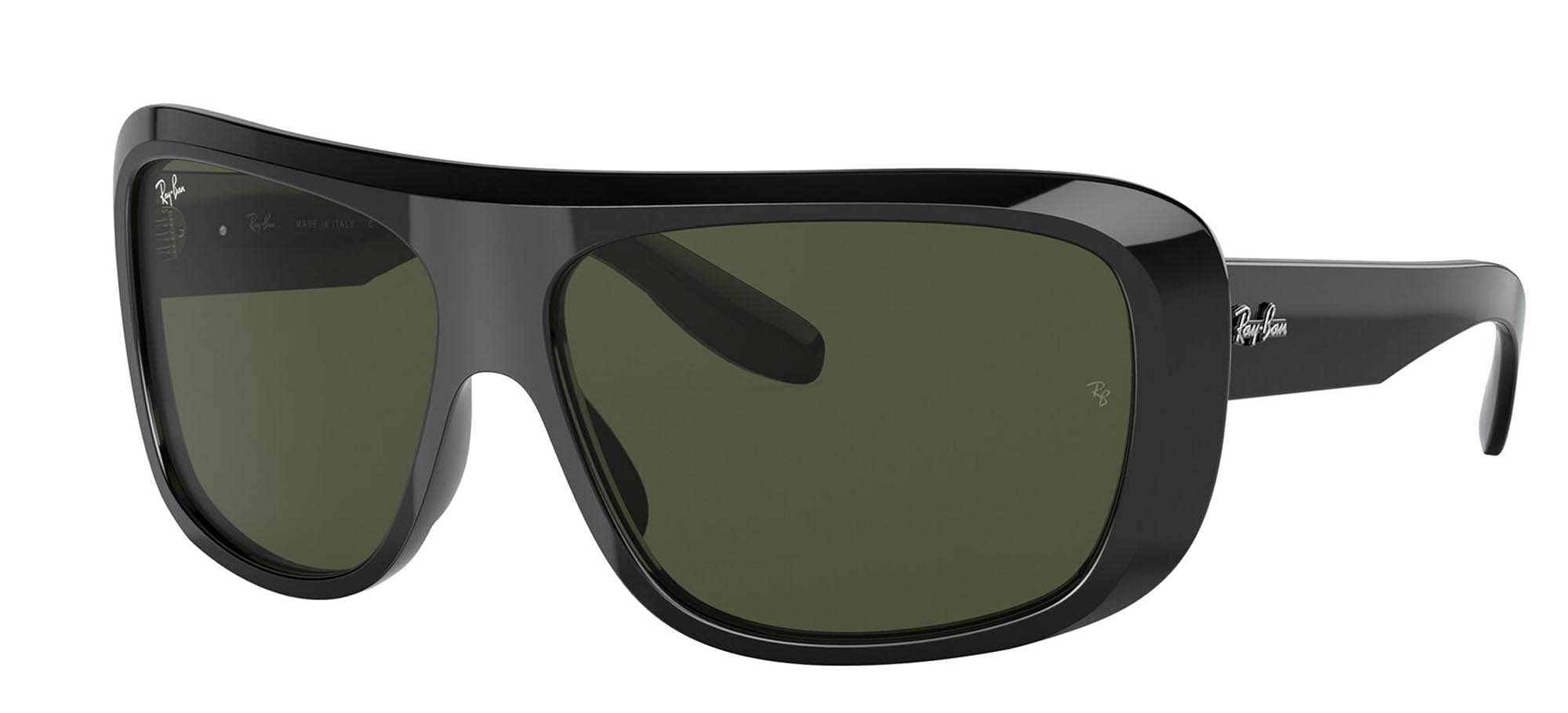 Ray-Ban RB2196 Blair Rectangular Sunglasses, Black/Green, 61 mm