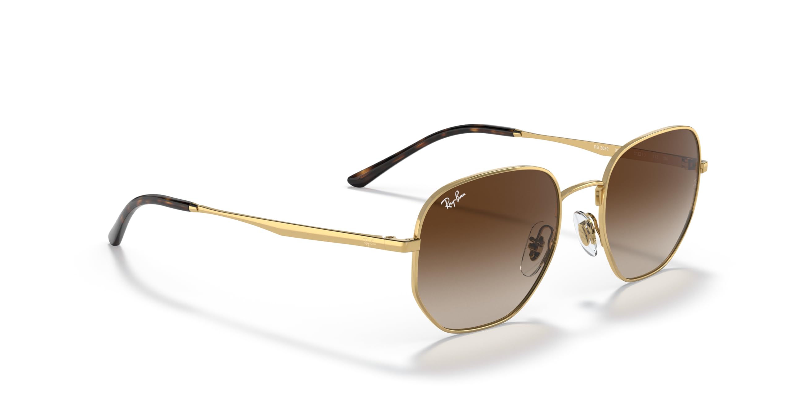 Ray-Ban RB3682 Square Sunglasses, Gold/Gradient Brown, 51 mm