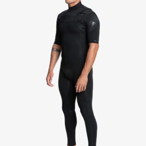 Quiksilver Mens 2/2 Sessions Short Sleeve Chest Zip Springsuit - Black | Large