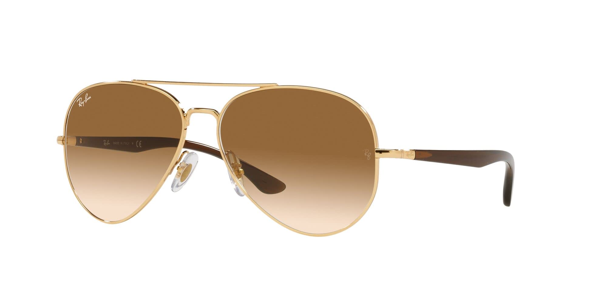 Ray-Ban RB3675 Aviator Sunglasses, Gold/Clear Gradient Brown, 58 mm