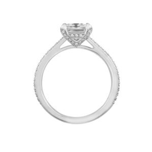 DIAMONBLISS Platinum Plated Silver Classic Emerald Cut Cubic Zirconia Cocktail Ring (8)