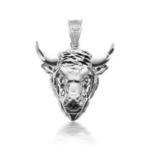 Certified 925 Sterling Silver Taurus Bull Head Animal Necklace Pendant