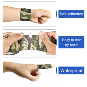 GooGou Self Adherent Bandages Camouflage Cohesive Tape Camo Elastic Sports Tape for Sports Hunting Gear and Finger Wrist Ankle 8PCS 2 in X 14.7 ft (Wetland Camouflage)