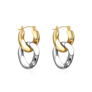 Sloong 14k Gold Plated Chunky Earring Cuban Link Chain Circle Hoop Earrings Paperclip Link Chain Jewelry Drop Dangle Earrings set for women Adult