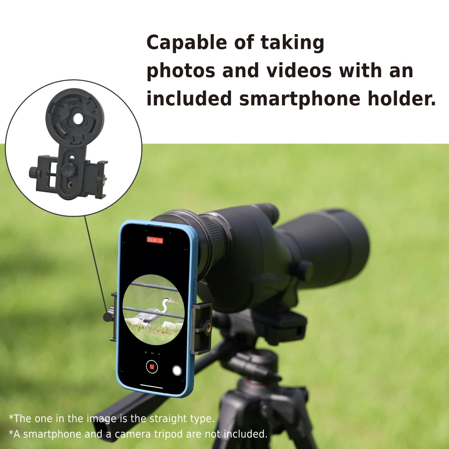 Kenko PRO1S Spotting Scope PS-01A Angle Type Birdwatching and oberve The Moon with Smart Phone Adapter and Mini Tripod, Splash Proof,Attach 67mm Filter