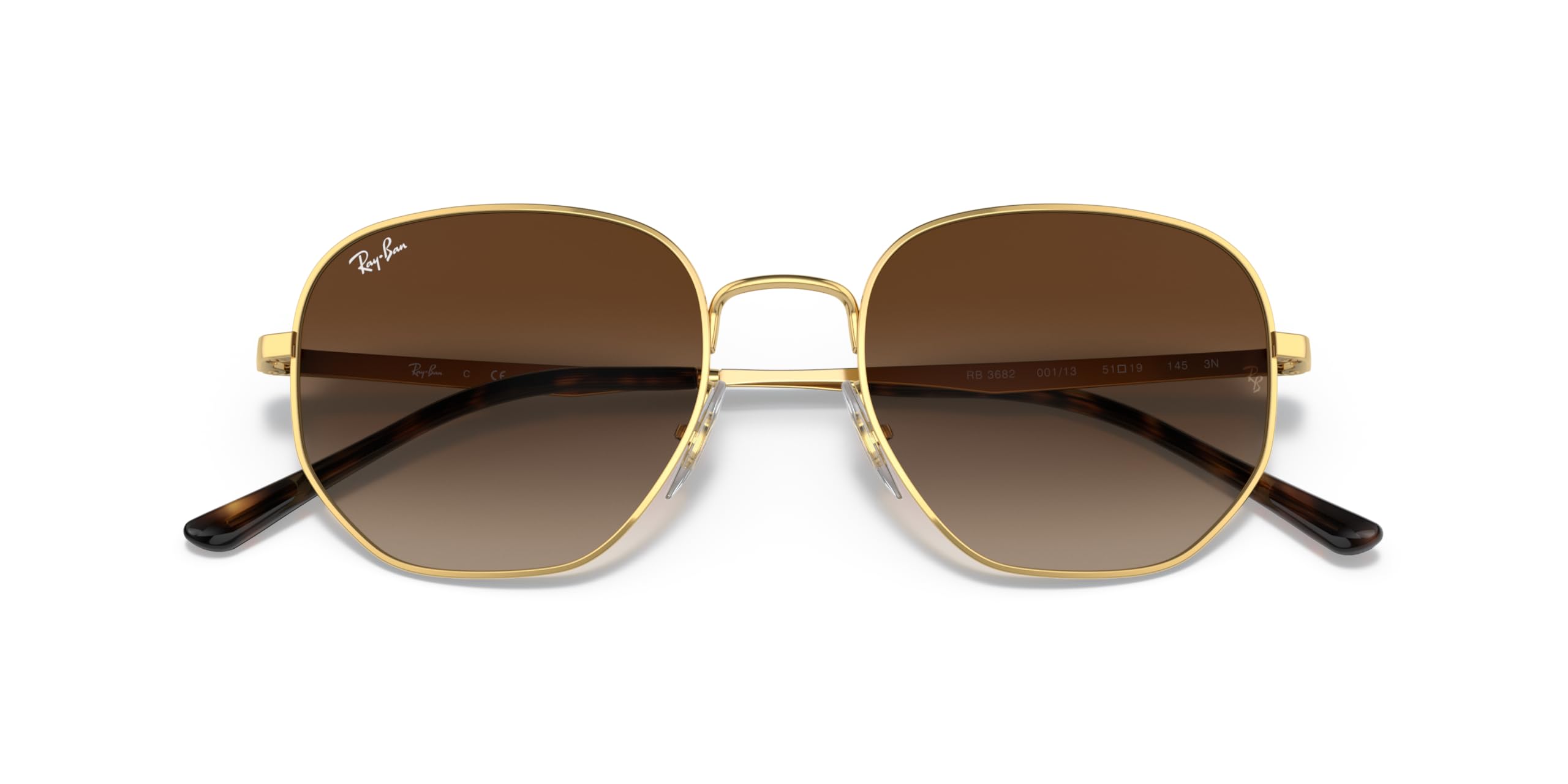 Ray-Ban RB3682 Square Sunglasses, Gold/Gradient Brown, 51 mm