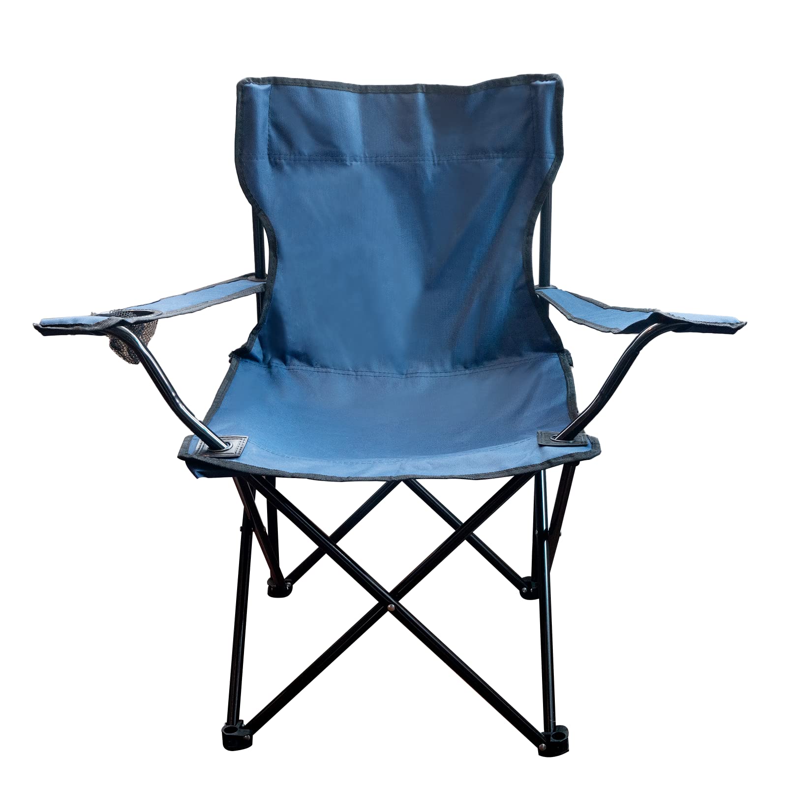 MetaKit Camping Chair Portable Folding Camp Chair for Outdoor Beach Fishing Picnic Sports Chair with Cup Holder (Dark Blue)