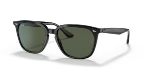 ray-ban rb4362 square sunglasses, black/dark green, 55 mm