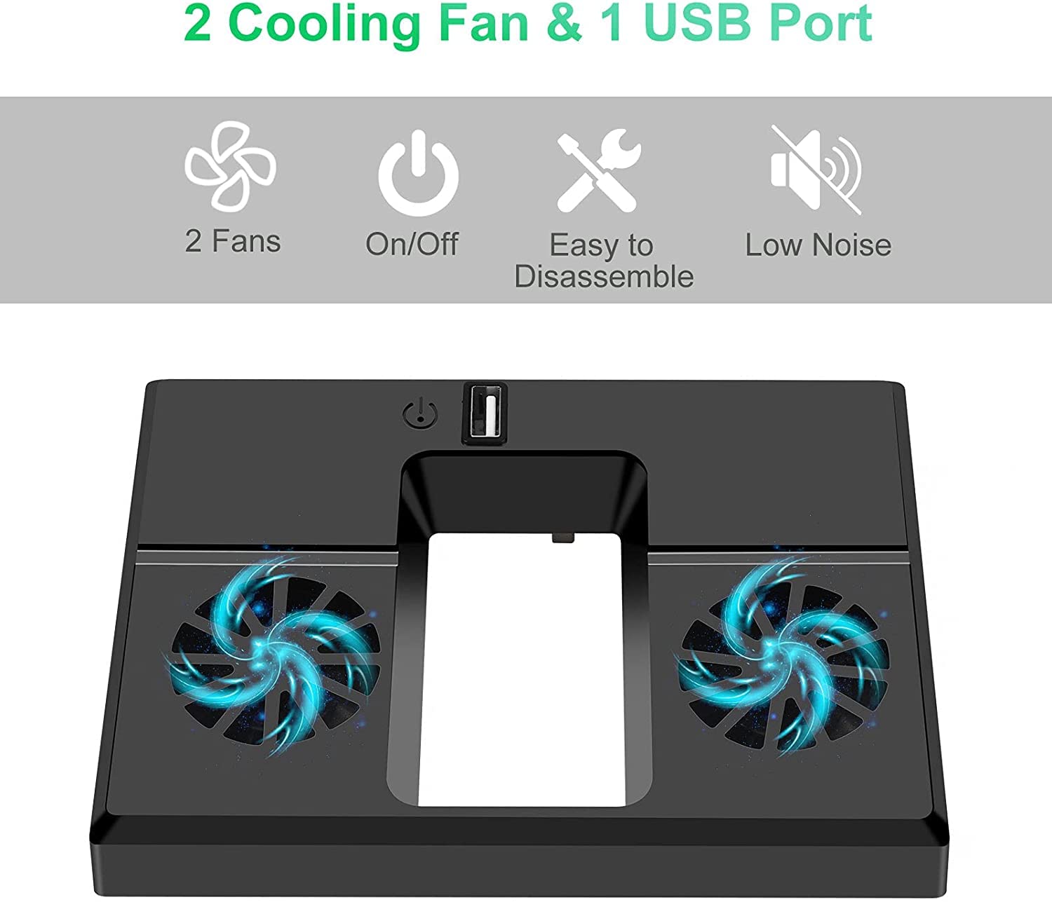 Linkstyle Cooling Fan for Xbox Series X, USB Powered Vertical Cooling Stand Cooling System with Dual Fans and 1 USB Port