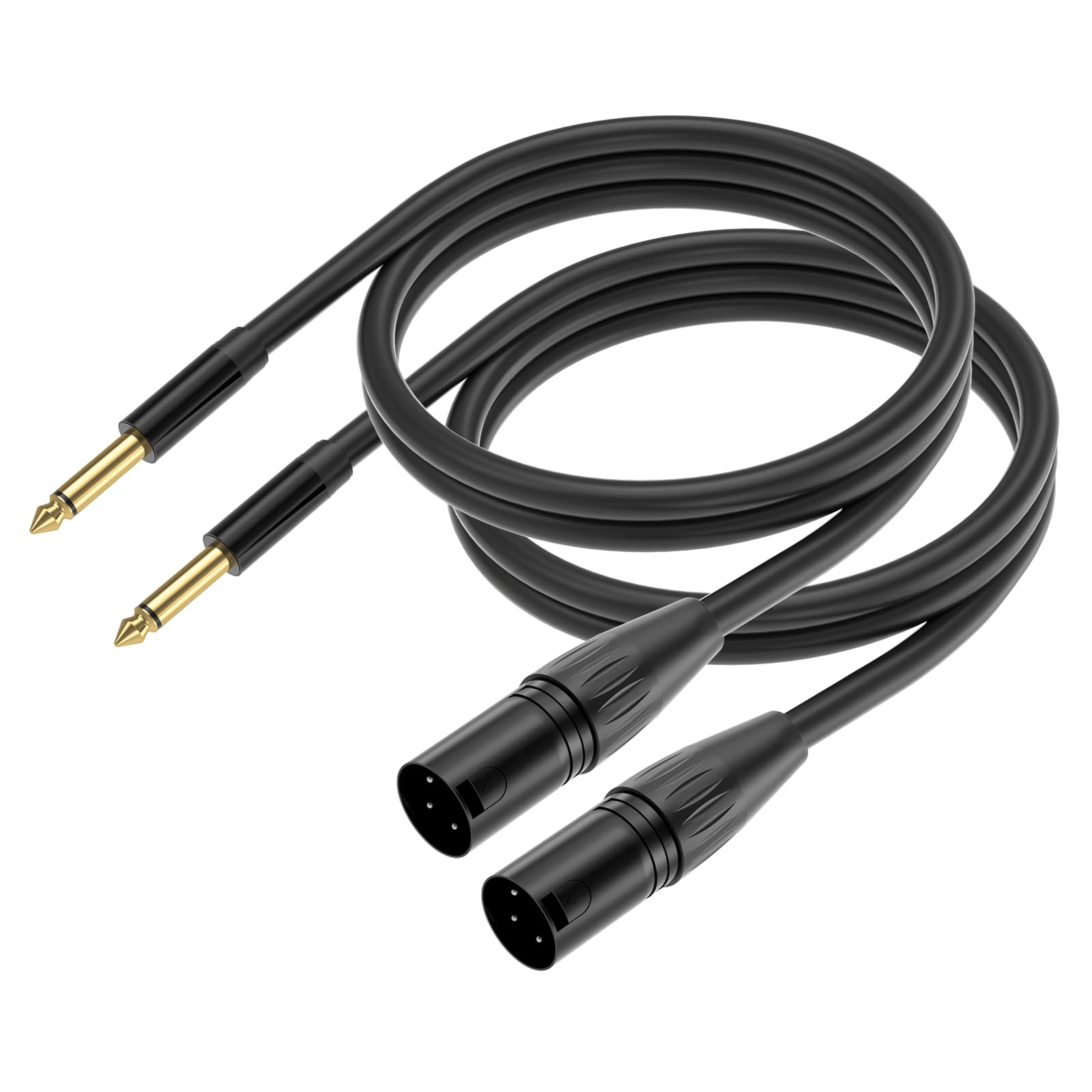 Yinker XLR Male to 1/4 Microphone Cable, 6.35mm TS to 3-PIN XLR Male Microphone Mic Mord Interconnect Cable - 5ft/1.5m 2pack