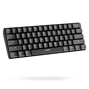 fitlink metal keycaps mechanical gaming keyboard with blue switches, support usb bluetooth connection, 15 rgb led backlit, for windows mac pc(black)