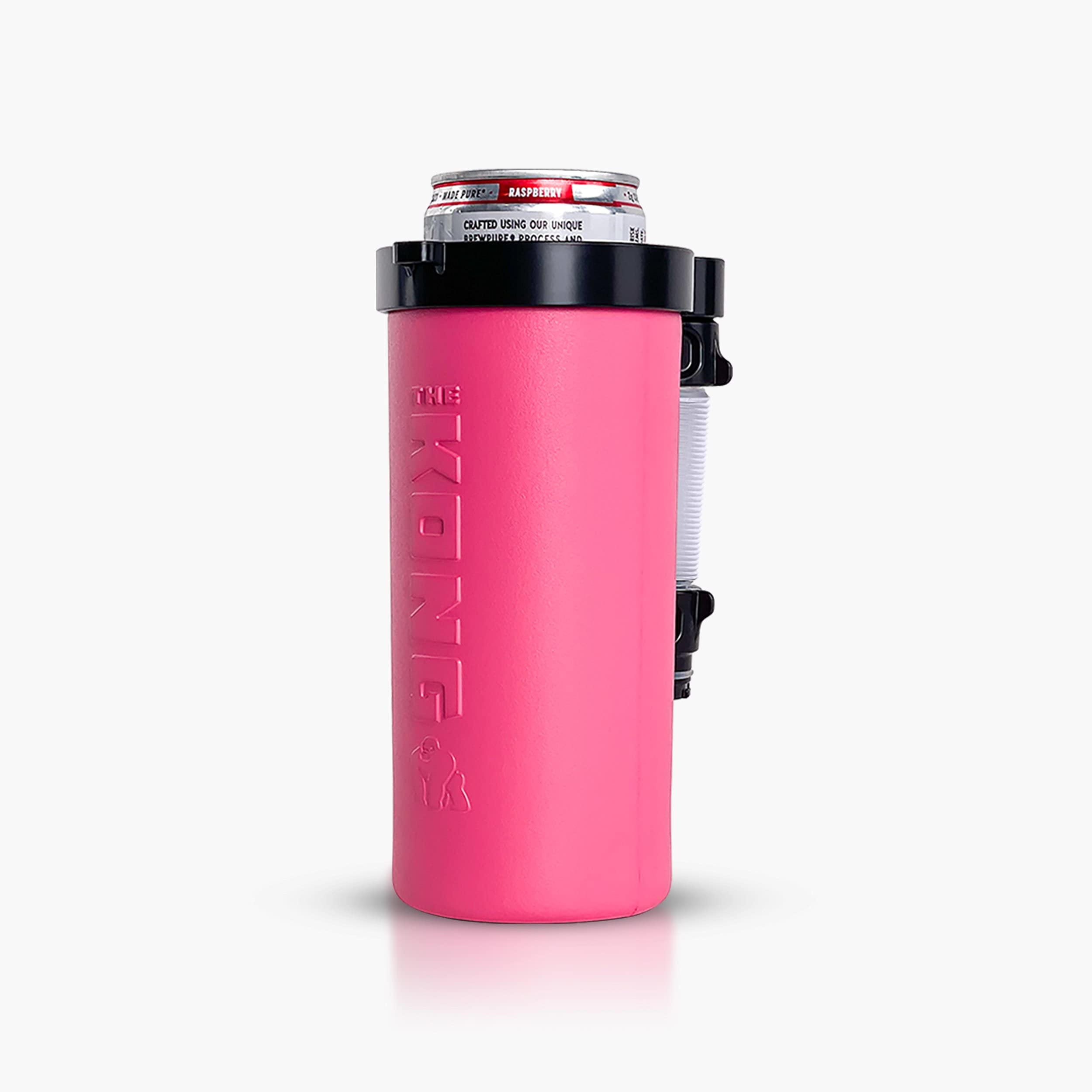 Skinny Can Kong. A Portable Can or Bottle Cooler/Cup with A Detachable, Expandable, Hose to Funnel Your Drink. (Pink)