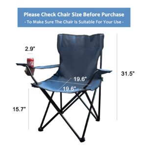 MetaKit Camping Chair Portable Folding Camp Chair for Outdoor Beach Fishing Picnic Sports Chair with Cup Holder (Dark Blue)