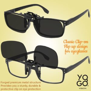 Yogo Vision Clip on Sunglasses for Men Women Clip-on Over Prescription Eyeglasses Easy Flip up Polarized Shades (3 Pack)