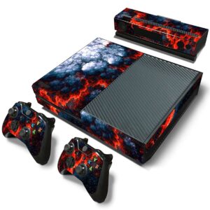 domilina protective vinyl skin decal cover for xbox one console wrap sticker skins with two free wireless controller - magma