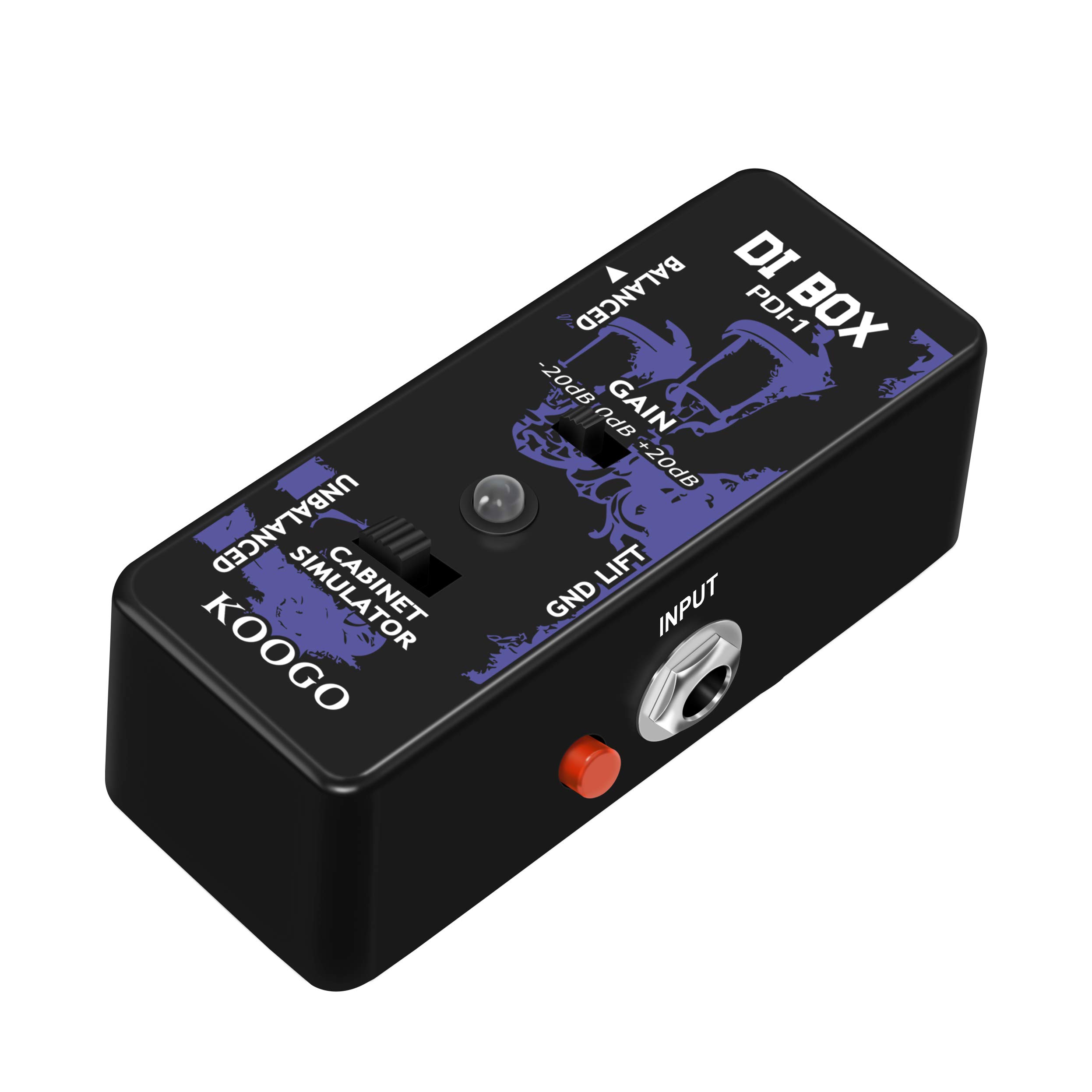 Koogo Direct Box Guitar/Bass Passive DI Box With Cabinet Simulator 1/4 and XLR Ture Bypss