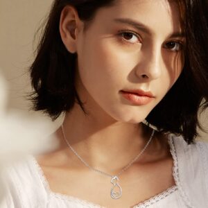 Cat Necklace for Women 925 Sterling Silver Cute Cat Pendant Necklace Hollow Cat Necklace Animal Necklace Cat Jewelry Gift for Women Cat Lovers