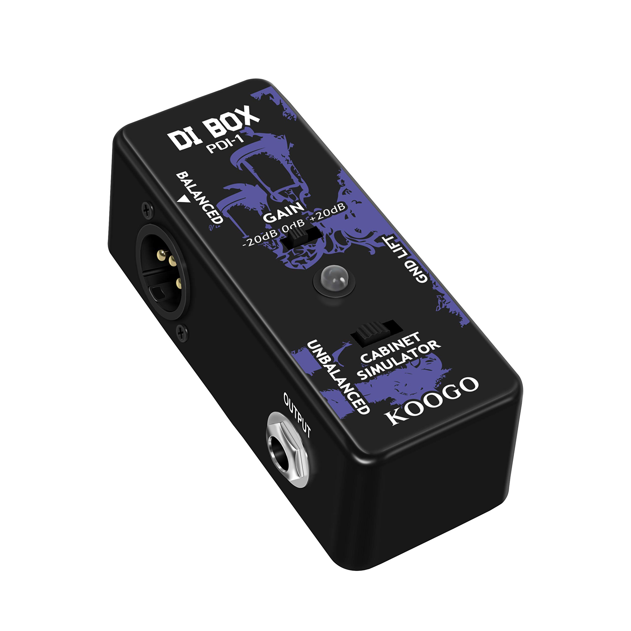 Koogo Direct Box Guitar/Bass Passive DI Box With Cabinet Simulator 1/4 and XLR Ture Bypss