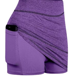 MOQIVGI Womens Golf Skirt High Waist Knee Length Casual Summer Dressy Trendy Cute Athletic Skorts Skirts with Pockets Shorts Sports Clothing Purple Medium