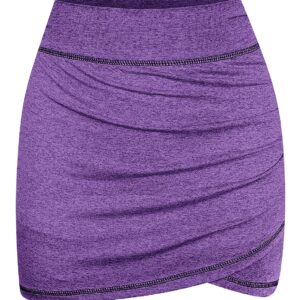 MOQIVGI Womens Golf Skirt High Waist Knee Length Casual Summer Dressy Trendy Cute Athletic Skorts Skirts with Pockets Shorts Sports Clothing Purple Medium