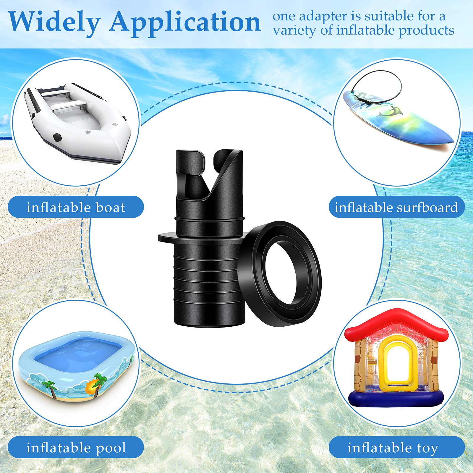 4 Pieces Inflatable Kayak Pump Adapter Paddle Board Air Pump Hose Adapter Multifunction Valve Adapter Air Valve Nozzle Kayak Air Pump Replacement Accessories for Inflatable Boat Bed Halkey Roberts