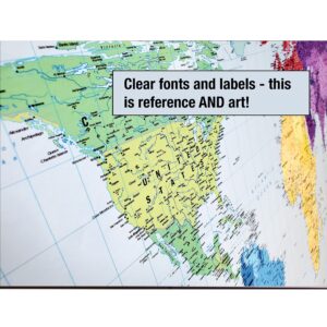 Updated Peters Projection World Map | Laminated 36" x 24” Map | Developed by Arno Peters | Most Proportionally-Accurate Land Mass Depiction | Country Size & Scale is True, Unlike Most Maps | Major Countries, Cities, & Bodies of Water Labeled