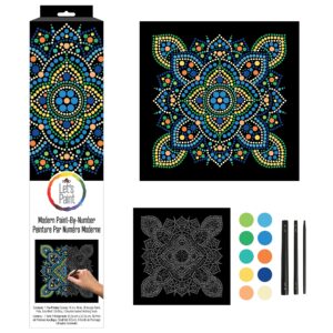 Plaid Traditional Mandala Modern Dot Kit, 14" x 14" Paint by Numbers for Adults and Kids, Easy-to-Follow DIY Crafts, Art Supplies with A Textured Finish, 17862