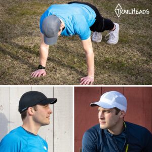 TrailHeads Performance Mens Running Hat - Lightweight, Quick Dry Workout Hats for Men - Athletic Sports Cap for Tennis, Gym - White/Black/Charcoal 3-Pack