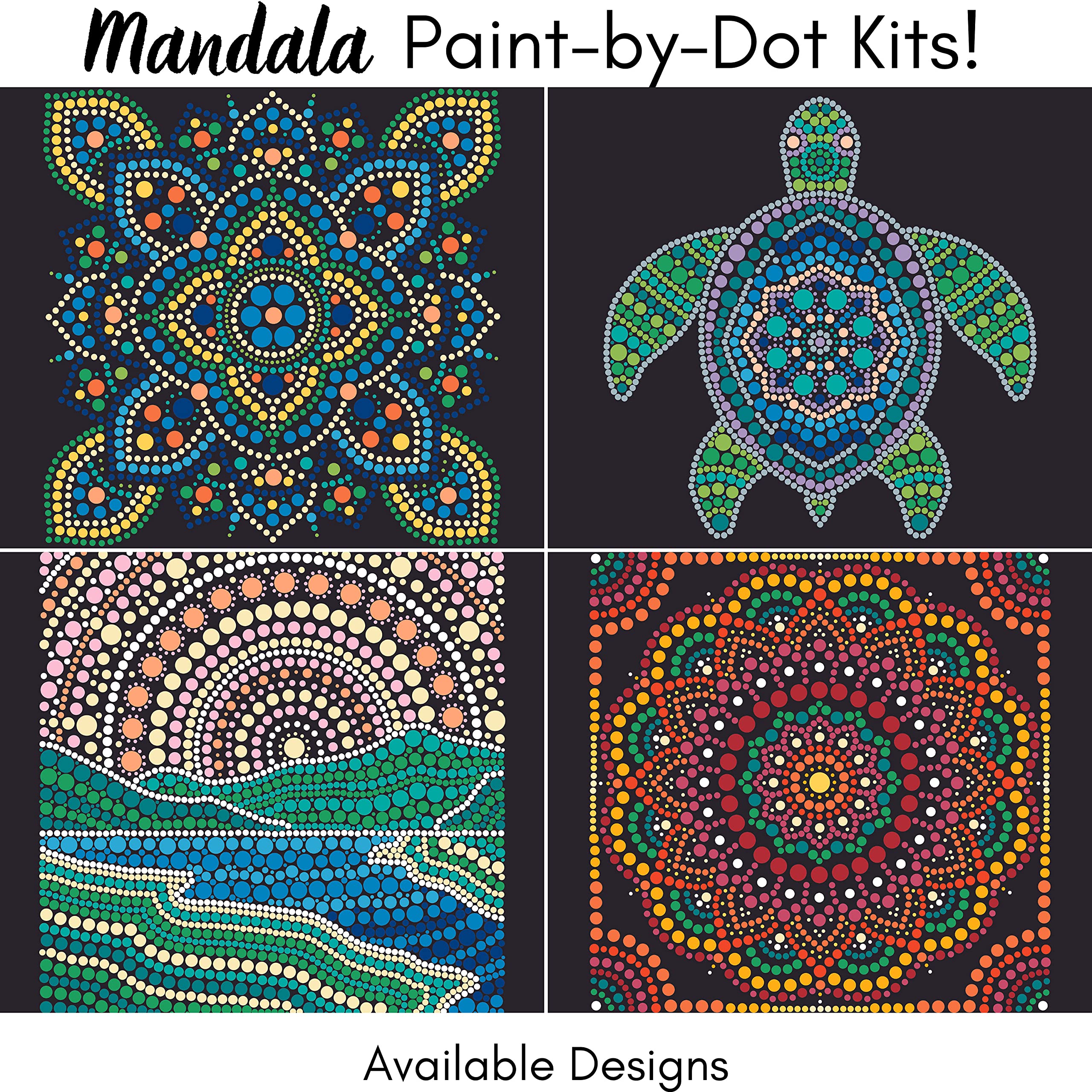 Plaid Traditional Mandala Modern Dot Kit, 14" x 14" Paint by Numbers for Adults and Kids, Easy-to-Follow DIY Crafts, Art Supplies with A Textured Finish, 17862