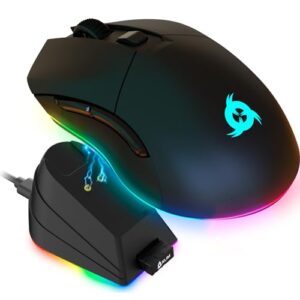 klim blaze pro rechargeable wireless gaming mouse with charging dock rgb - new version 2024 - high-precision sensor and long-lasting battery - up to 6000 dpi - great pc gaming mouse wireless