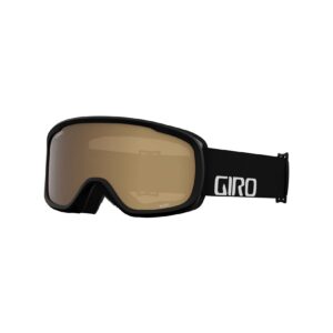 giro buster kids ski goggles - snowboard goggles for youth, boys & girls - black wordmark strap with amber rose lens