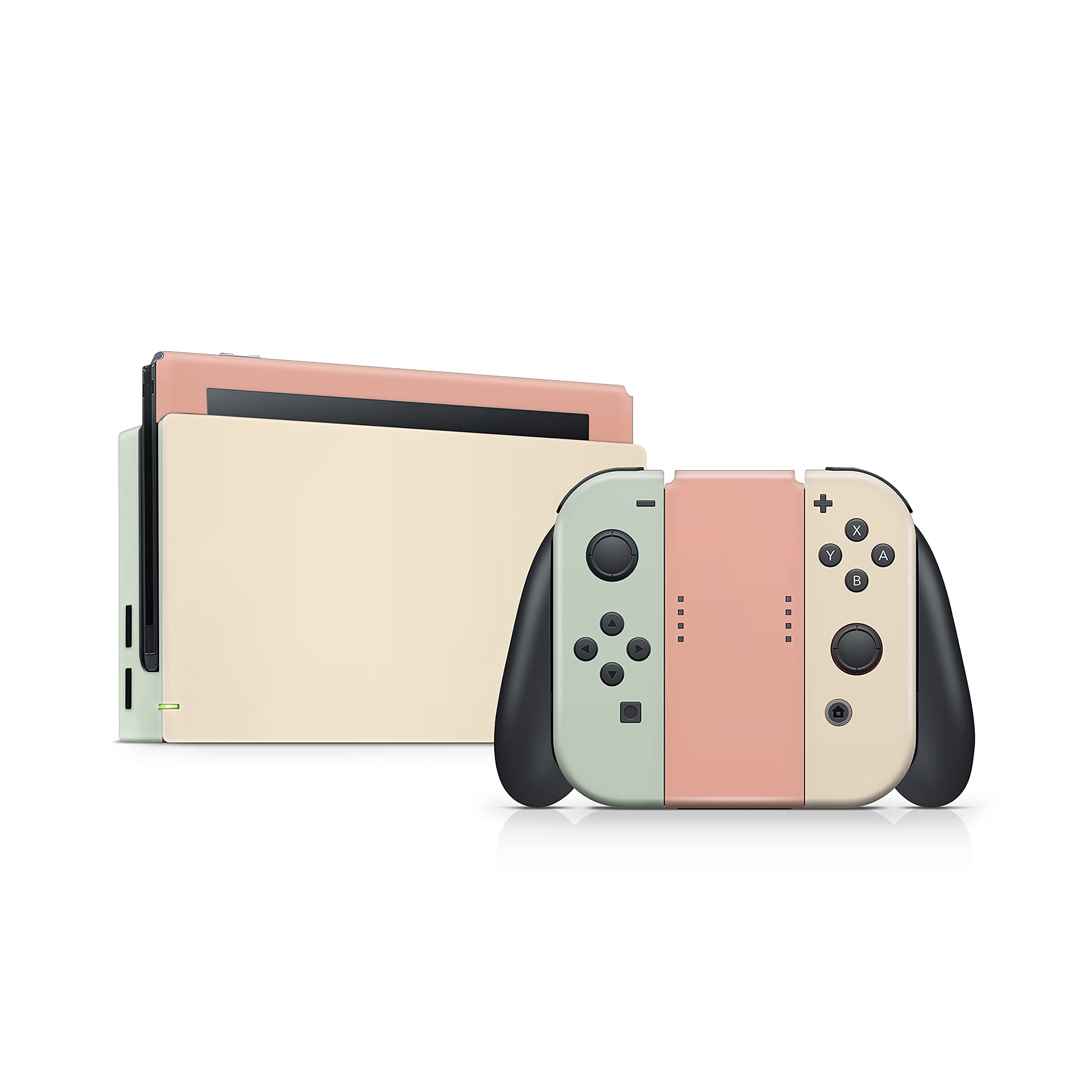 Tacky Design Pastel Classic Skin Compatible with Nintendo Switch Skin Wrap, Color Blocking, Compatible with Nintendo Switch Stickers Skin, Premium 3M Vinyl Full Cover Decal