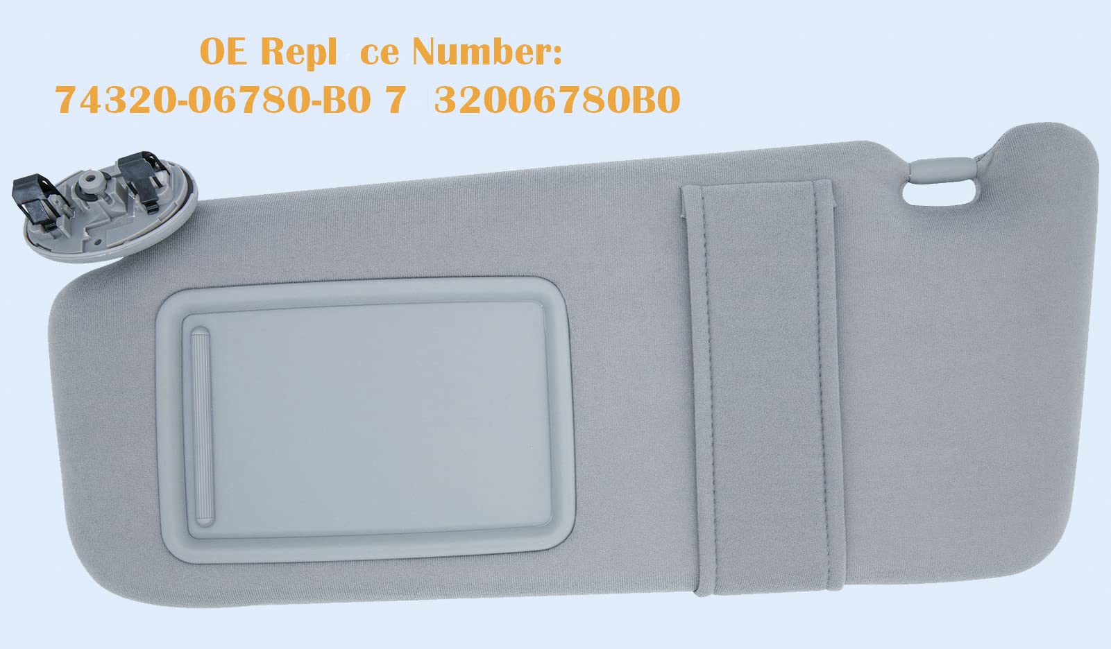 Left Driver Side Sun Visor Compatible with 2007 2008 2009 2010 2011 Toyo-ta Camry and Camry Hybrid Without Sunroof Replaces Model 74320-06780-B0(Gray)