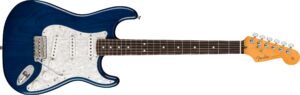 fender cory wong stratocaster electric guitar, sapphire blue transparent, rosewood fingerboard