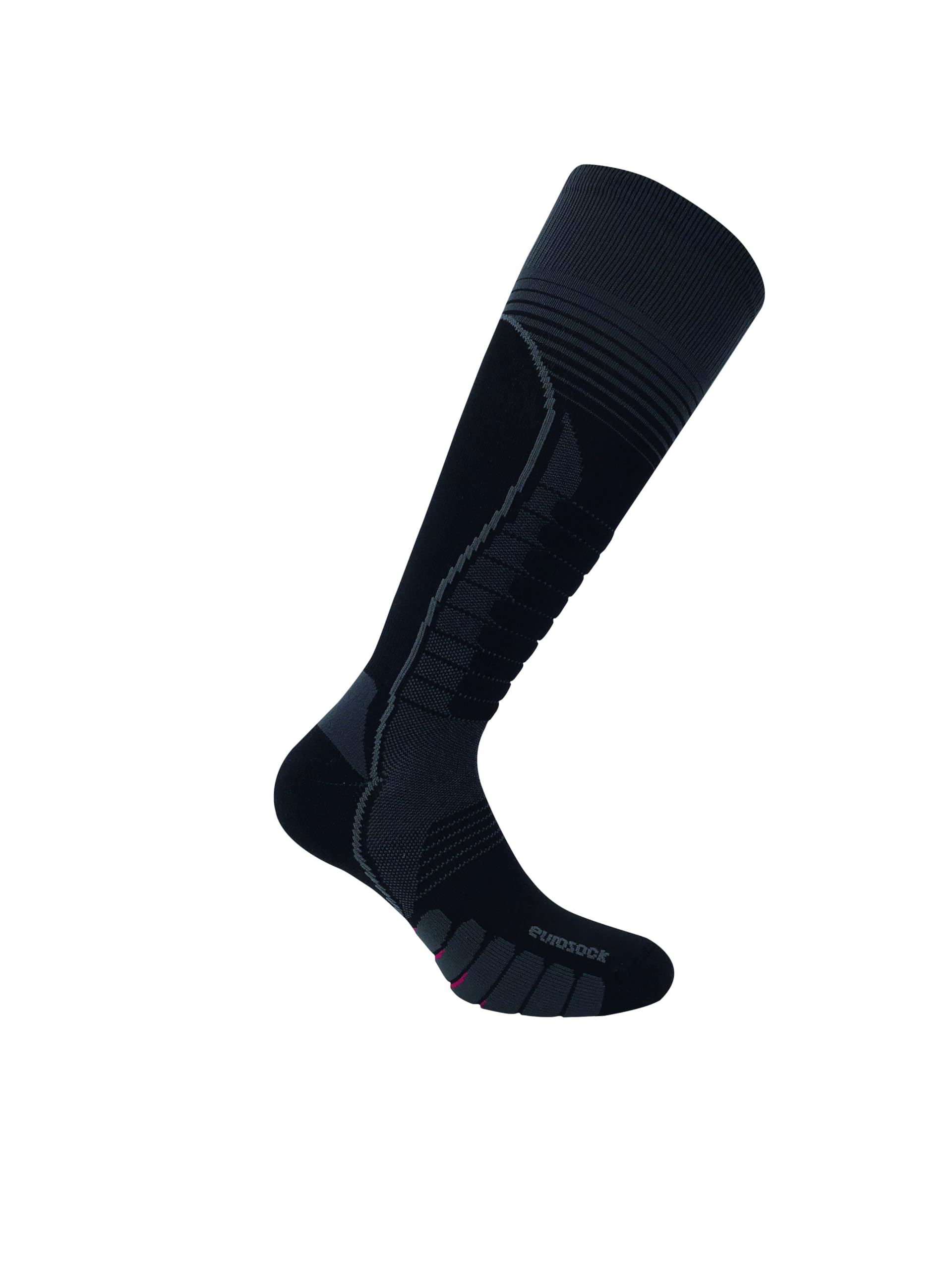 Eurosock unisex adult Silver Supreme skiing socks, Deep Black, Medium US