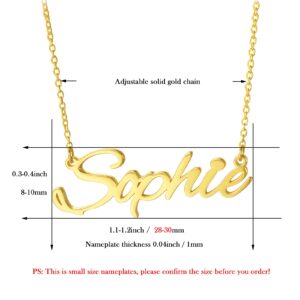 MRENITE 10k 14k 18k Solid Yellow Gold Personalized Name Necklace – Small Dainty Nameplate Jewelry - Custom Any Name Gift for Her Women Daughter Men