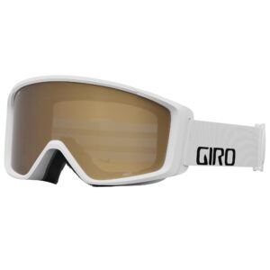 giro index 2.0 otg ski goggles - snowboard goggles for men, women & youth - white wordmark strap with amber rose lens