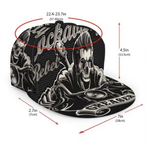 Swono Skull Baseball Cap,Cool Rockabilly Skull Motorcycle Biker with Greaser Banner Adjustable Snapback Trucker Hat Hiphop Hat for Men Women