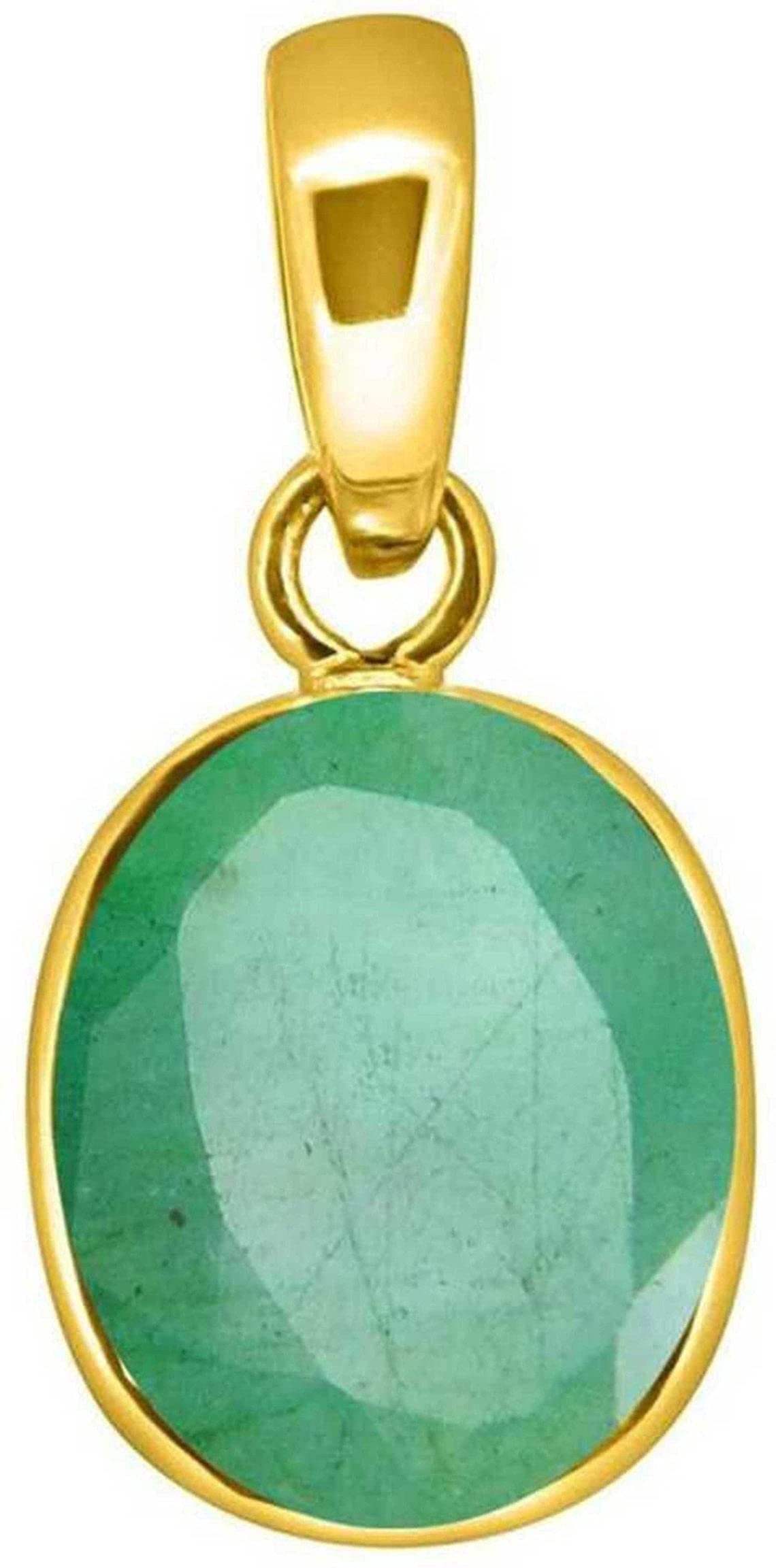 Natural Certified Emerald/Panna 4.00-11.00Ct Gemstone Astrology Pendant In Copper (Panchadahtu), Birthstone Pendants (5.00)