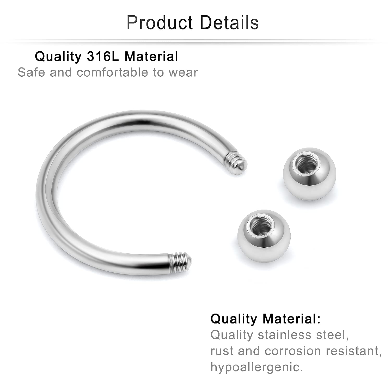 Cisyozi 16G Clear Plastic Septum Rings Jewelry Flexible Silicone Horseshoes Septum Nose Eyebrow Smiley Lip Ring Hoop Cartilage Helix Rook Daith EarringS Piercing Jewelry Retianer Women Men Work Sport