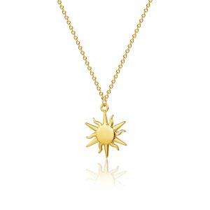 MIDEEO Gold Sun Pendent Necklace Dainty Sunshine Necklace Minimalist Celestial Sun Pendant Necklace Layering Jewelry for Women