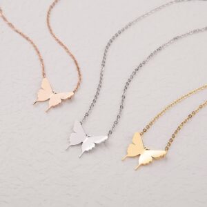 MIDEEO Dainty Butterfly Necklace for Women Silver Plated Butterfly Pendant Necklace Minimalist Charm Jewelry